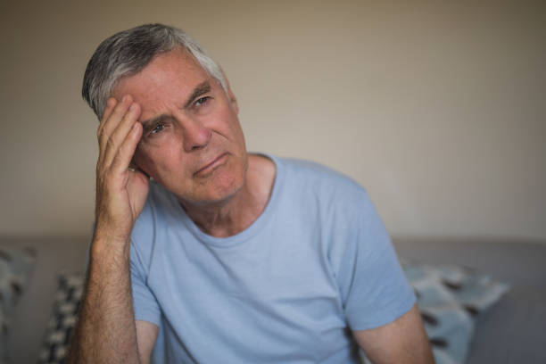 istock Sad thoughtful senior man at home 804305036