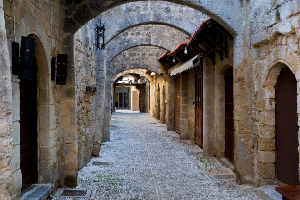 street of ancient city of Rhodes, Greece