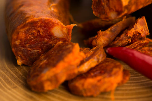 istock spanish traditional chorizo sausage, with fresh herbs 804317488