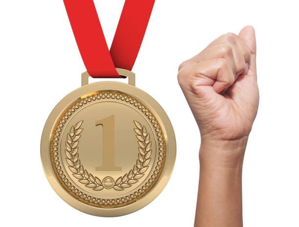 istock First place Gold medal with red ribbon isolated on white background - 3d illustration 804319790