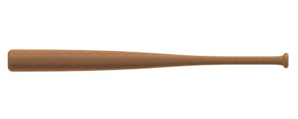istock Closeup of walnut wood baseball bat isolated on white background, 3D rendering 804332922