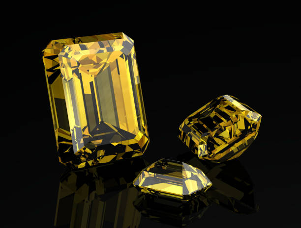 istock Shiny white yellow sapphire illustration (high resolution 3D image) 804335532