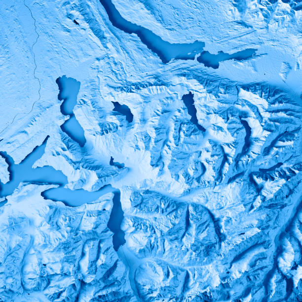 Schwyz Canton Switzerland 3D Render Topographic Map Blue