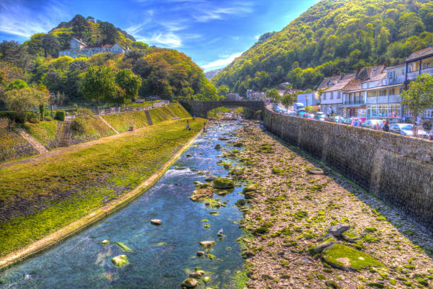 Lynmouth Devon UK beautiful coast village in summer in HDR