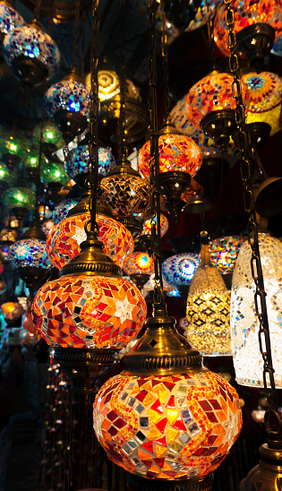 Bright multi-colored lamp in the Oriental style, Turkey