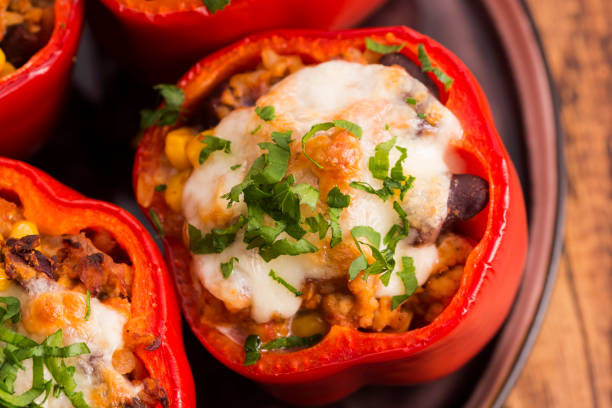 istock Stuffed peppers with meat, kidney beans and corn 804346908