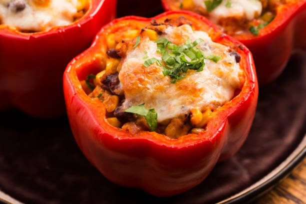 istock Stuffed peppers with meat, kidney beans and corn 804346912