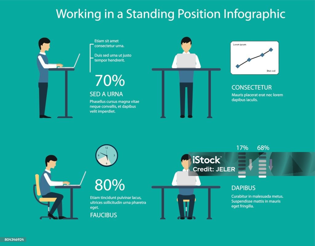 Standing Positions Examples Working In Standing Position Vector Illustration Stock Illustration ...