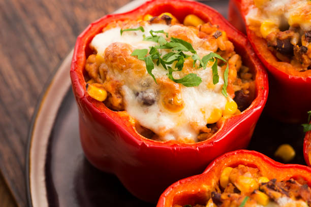 istock Stuffed peppers with meat, kidney beans and corn 804346964