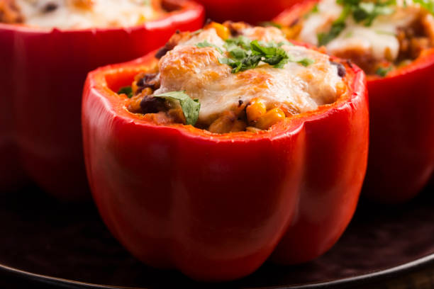 istock Stuffed peppers with meat, kidney beans and corn 804347096