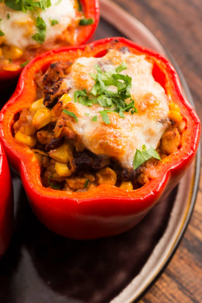 istock Stuffed peppers with meat, kidney beans and corn 804347230