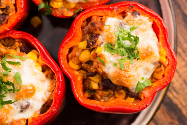istock Stuffed peppers with meat, kidney beans and corn 804347250