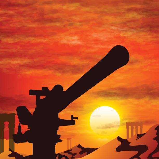 istock Silhouette of gun, the symbolize of the war. 804347522