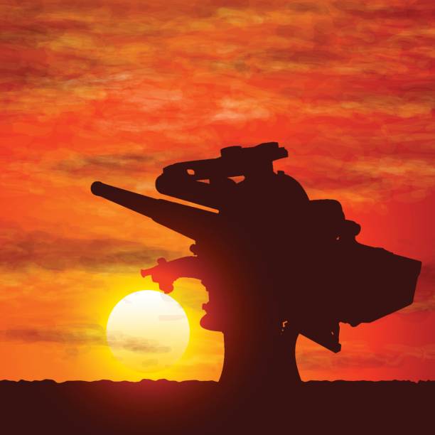 istock Silhouette of gun, the symbolize of the war. 804347570