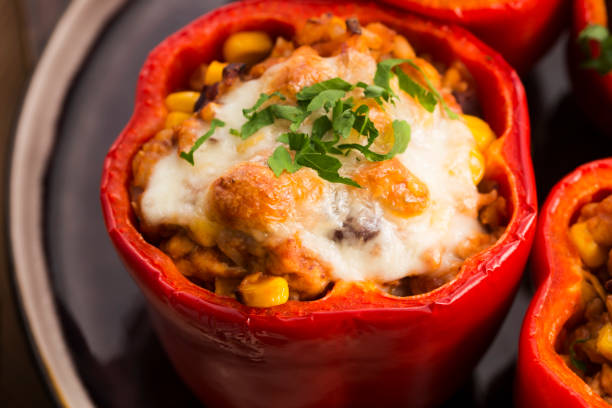 istock Stuffed peppers with meat, kidney beans and corn 804350588
