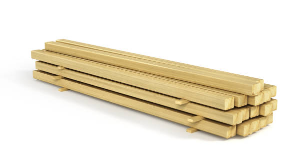 istock Stack of wood boards isolated on a white background. 3d illustration 804350592