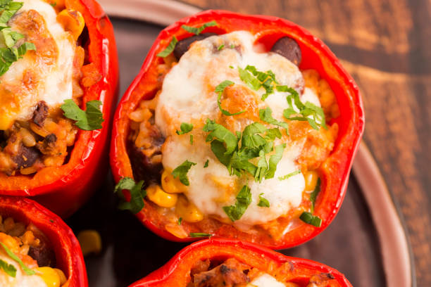 istock Stuffed peppers with meat, kidney beans and corn 804350704