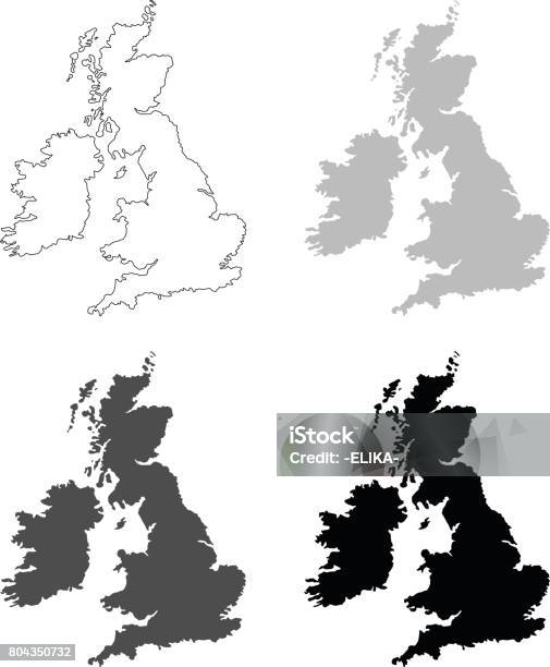 Great Britain Maps Stock Illustration - Download Image Now - Black Color, Map, UK