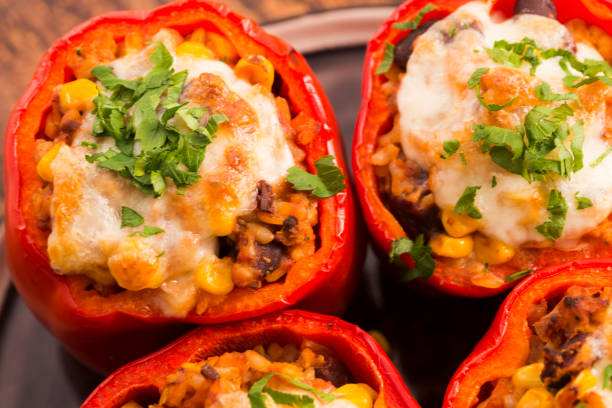 istock Stuffed peppers with meat, kidney beans and corn 804350840