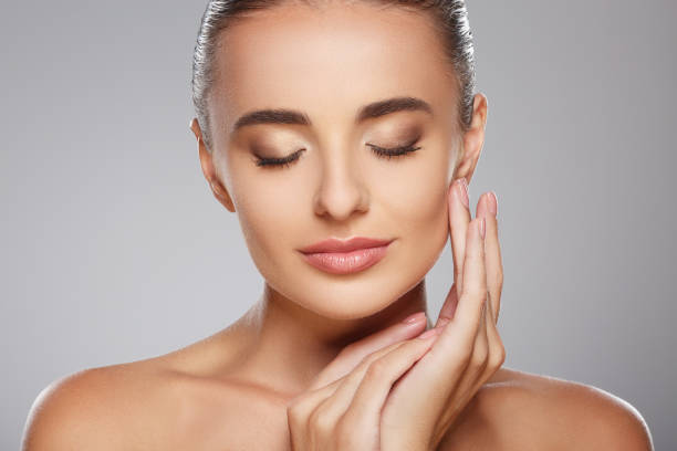 istock Beautiful girl with nude make up at studio 804351192