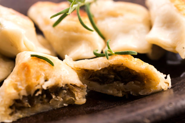 Polish pierogi filled with cabbage and mushrooms