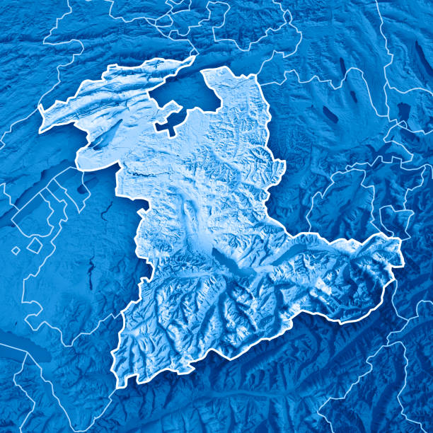 istock Bern Canton Switzerland 3D Render Topographic Map Blue Border 804354644