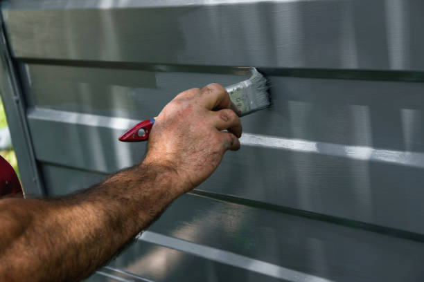 pintando a porta de garagem - brushing paint house painter human hand - fotografias e filmes do acervo