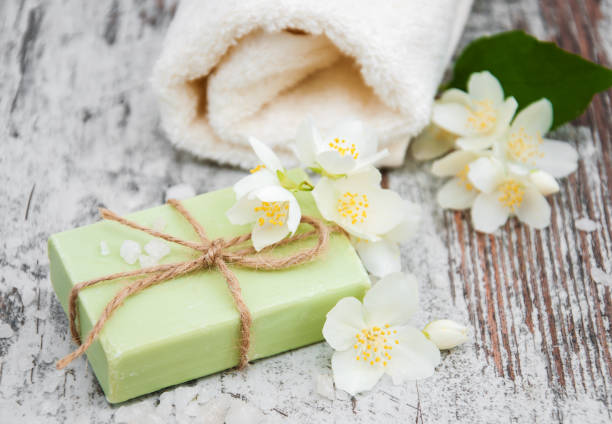 istock Handmade soap and jasmine flowers 804363190