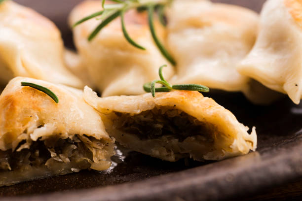 Polish pierogi filled with cabbage and mushrooms
