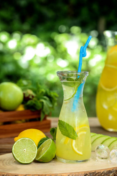 istock Glass of lemon juice with water 804377880