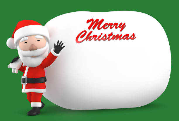 Waving santa claus cartoon on white background