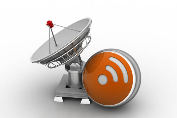 istock Creative concept icon of satellite dish for internet 804384714