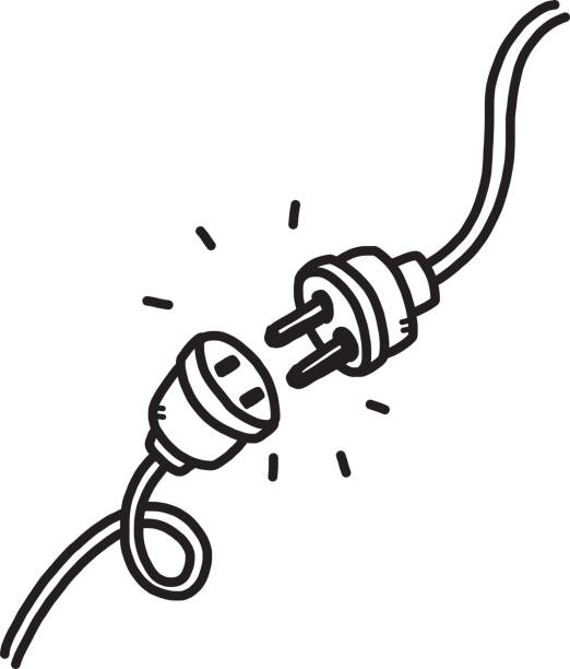 unplug unplug / cartoon vector and illustration, black and white, hand drawn, sketch style, isolated on white background. wired stock illustrations