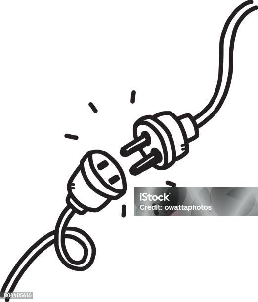 Unplug Stock Illustration - Download Image Now - Electric Plug, Cartoon, Connection