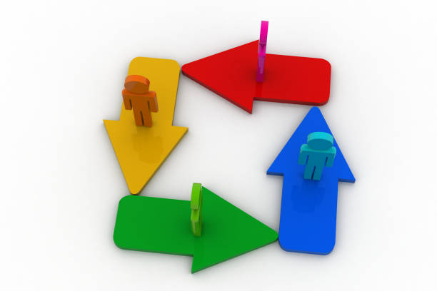 istock People standing on color arrows 804409936
