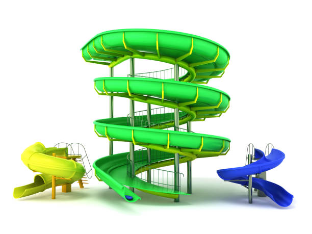 istock Water park water attraction perspective 3d render on white background 804409986