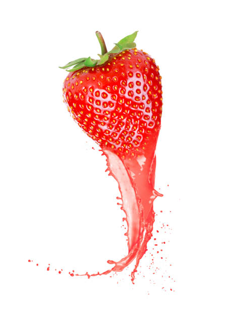 istock Ripe strawberry with juice isolated on white background 804410032