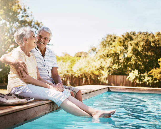 you make these summer days extra special - swimming pool water people sitting imagens e fotografias de stock