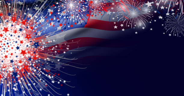 istock USA flag with firework background design for USA 4 july independence day 804431802