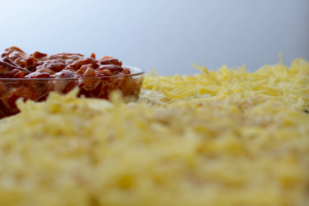 Close up of salt cake with yellow cheese