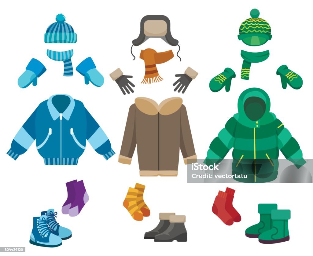 Ropa de invierno hombre - arte vectorial de Niño libre de derechos