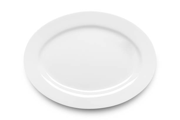 Simple white ellipse plate stock photo