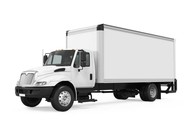cargo-lkw - truck delivery van isolated freight transportation stock-fotos und bilder