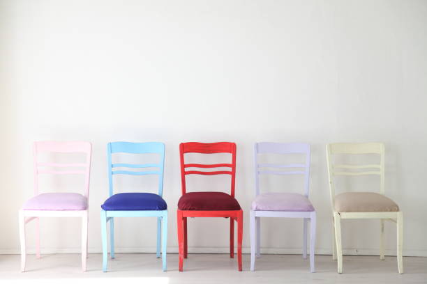 istock White room with colorful chairs blue yellow red blue purple 804487778