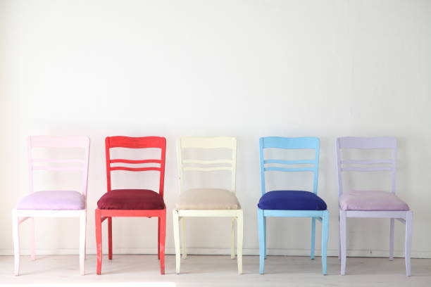 istock White room with colorful chairs blue yellow red blue purple 804487984