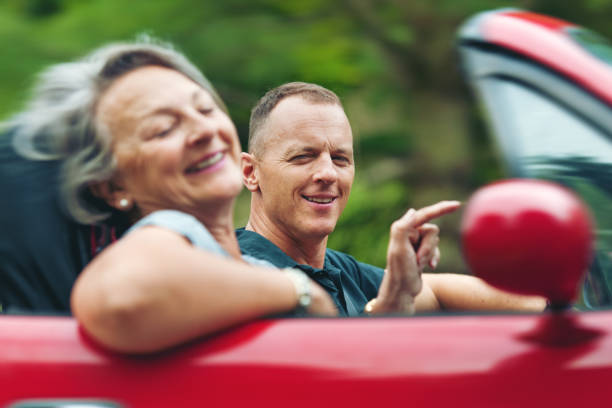 istock Mother and son in a convertible 804495744