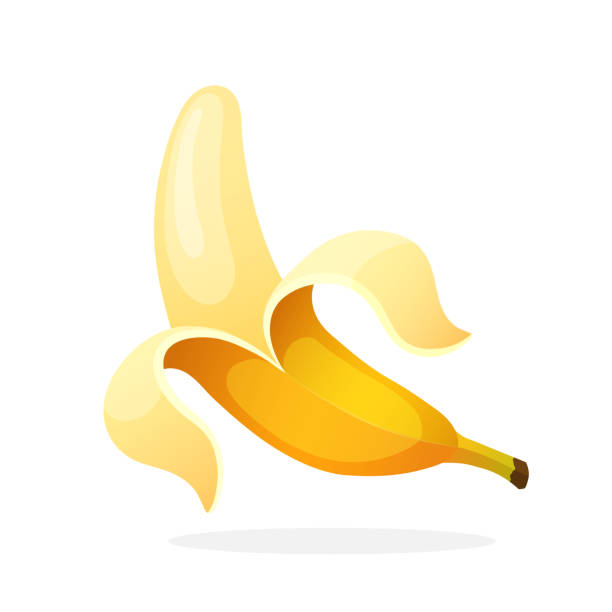 껍질 벗긴 바나나 - banana peeled banana peel white background stock illustrations