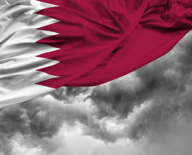 Qatari flag on a bad day Flag Collection qatar flag stock pictures, royalty-free photos & images