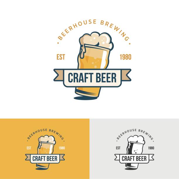 ilustrações, clipart, desenhos animados e ícones de ícone de cerveja vintage de ofício original. modelo para a casa da cerveja - spirit house