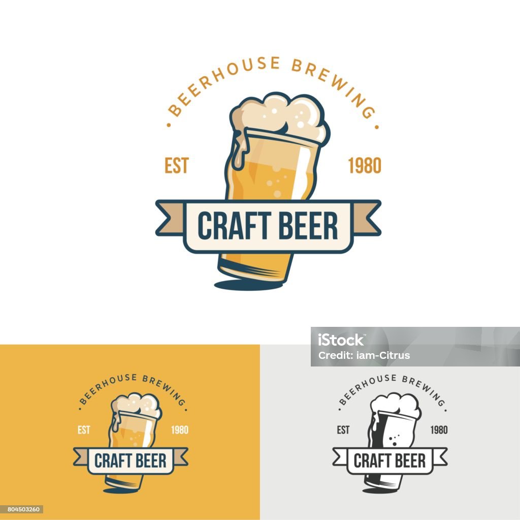 Original vintage craft beer icon. Template for beer house Original vintage craft beer icon. Template for beer house, bar, pub, brewing company, brewery, tavern, taproom, alehouse, dram shop Beer - Alcohol stock vector
